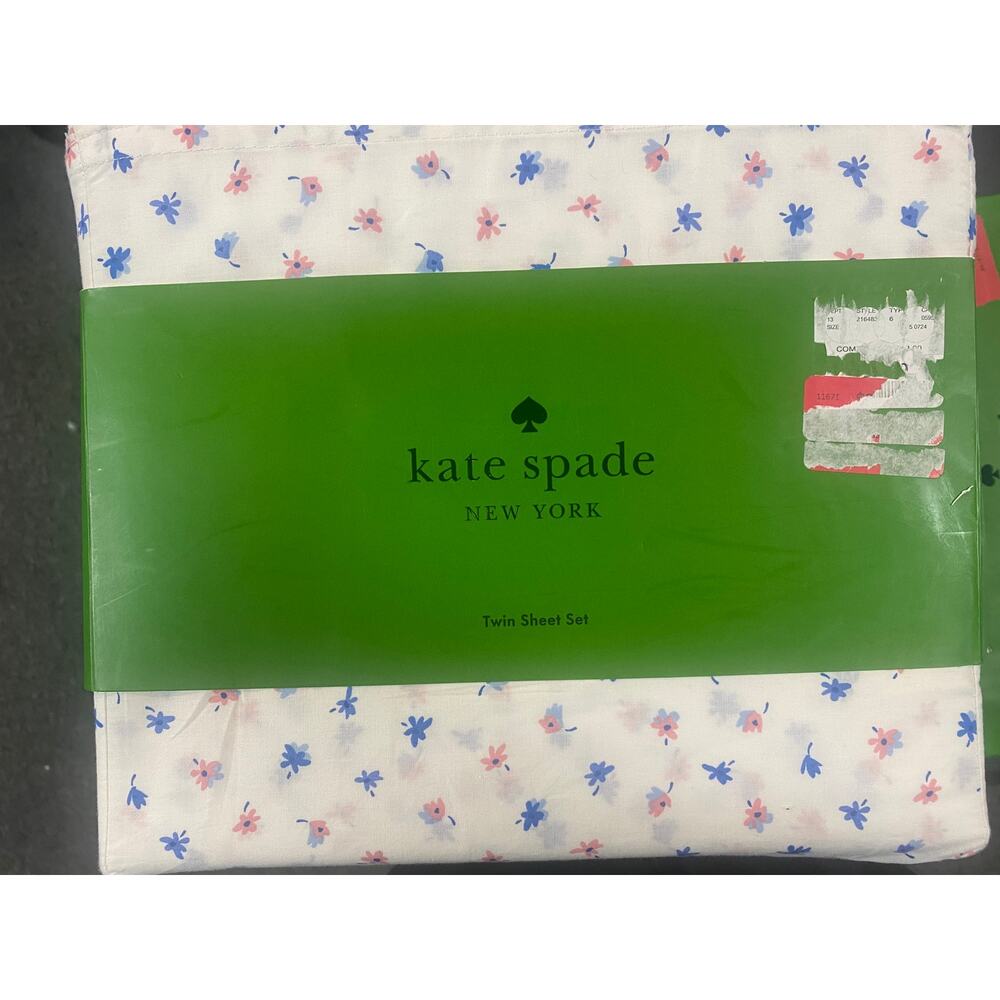Kate Spade Twin Sheet Set -Floral Pink and Blue Pattern - New